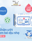 Khăn Ướt Dịu Nhẹ Em Bé BZU BZU Ultra Gentle Fragrance Free Baby Wet Wipes, 80 tờ