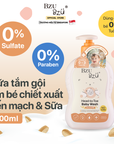 Sữa Tắm Gội Toàn Thân Cho Bé Hương Yến Mạch Sữa BZU BZU Head to Toe Oat & Milk, 600ml
