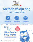 Khăn Ướt Dịu Nhẹ Em Bé BZU BZU Ultra Gentle Fragrance Free Baby Wet Wipes, 30 tờ