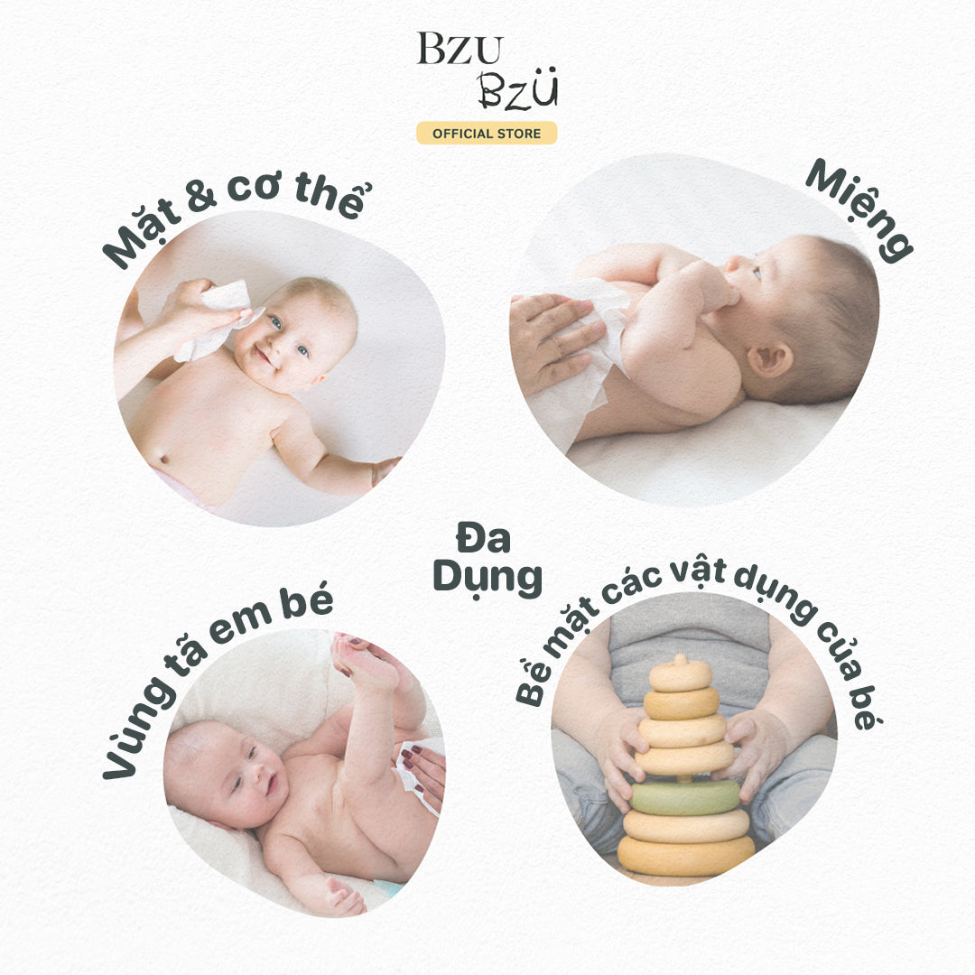 Khăn Ướt Diệt Khuẩn Cho Bé BZU BZU Baby Wipes, 80 tờ
