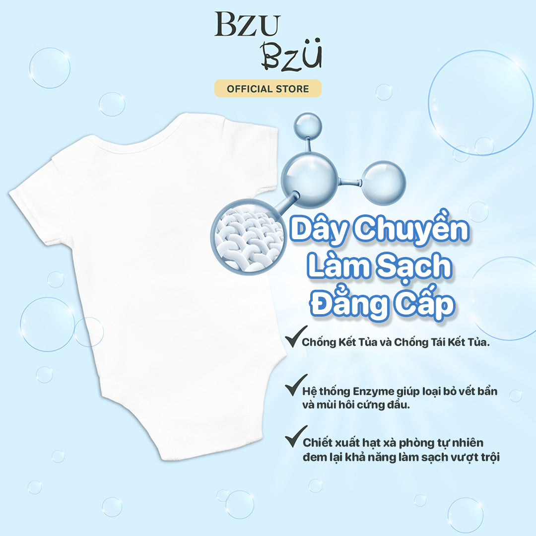 Nước Giặt Xả Quần Áo Em Bé BZU BZU Baby Laundry Detergent & Softener 2-in-1, 800ml