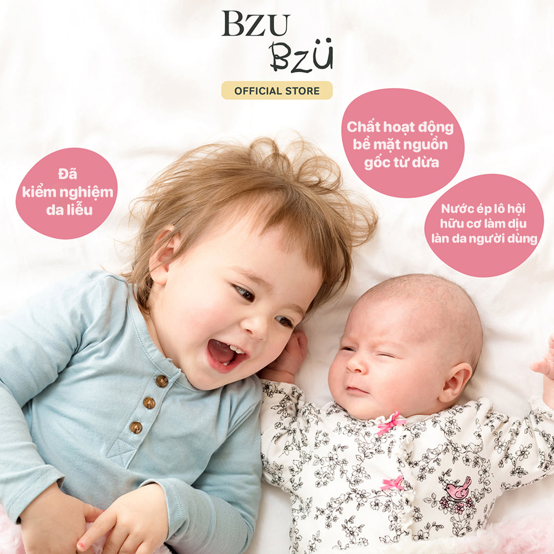 Nước Giặt Xả Quần Áo Em Bé BZU BZU Baby Laundry Detergent & Softener 2-in-1, 800ml
