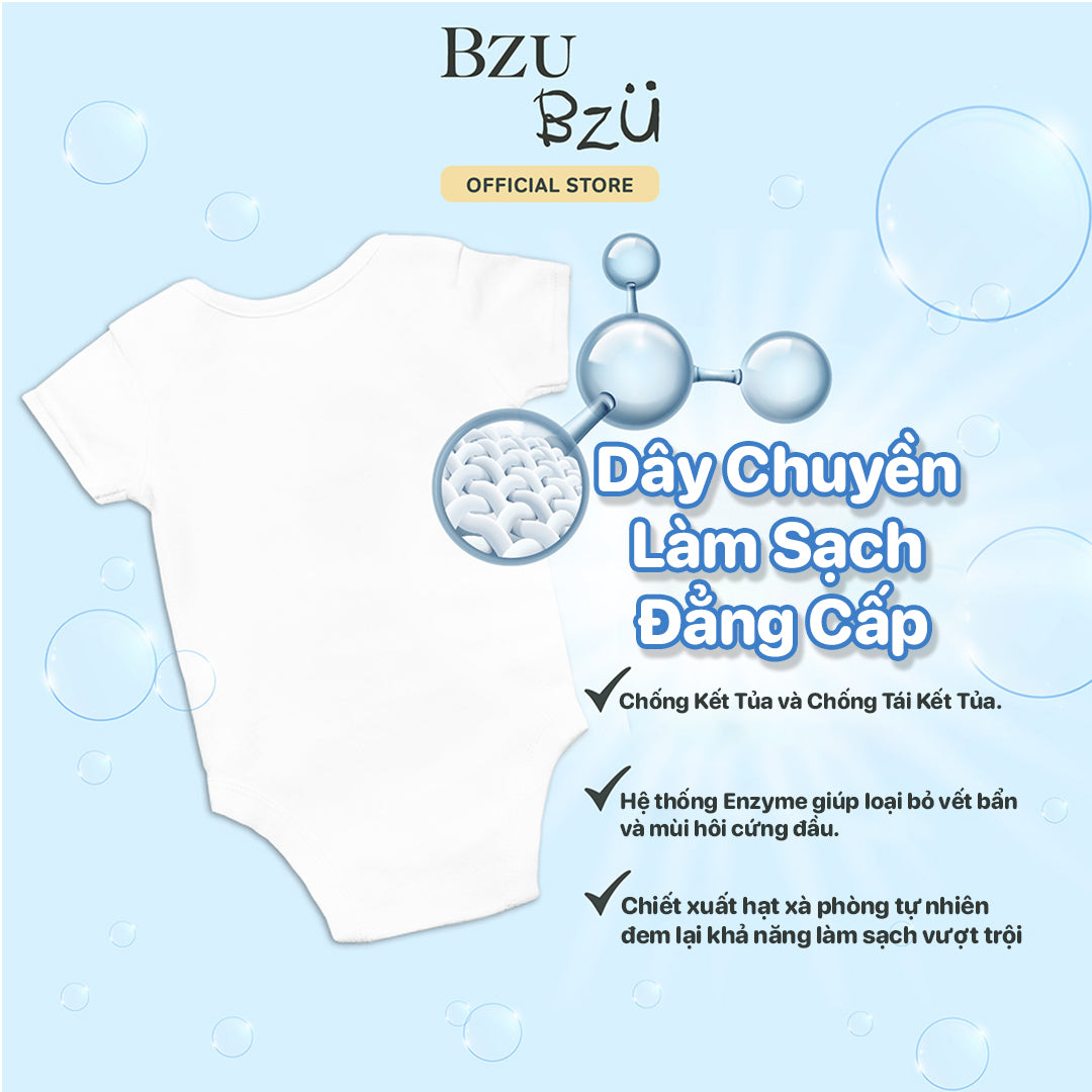 Nước Giặt Xả Quần Áo Em Bé BZU BZU Baby Laundry Detergent & Softener 2-in-1, 1L