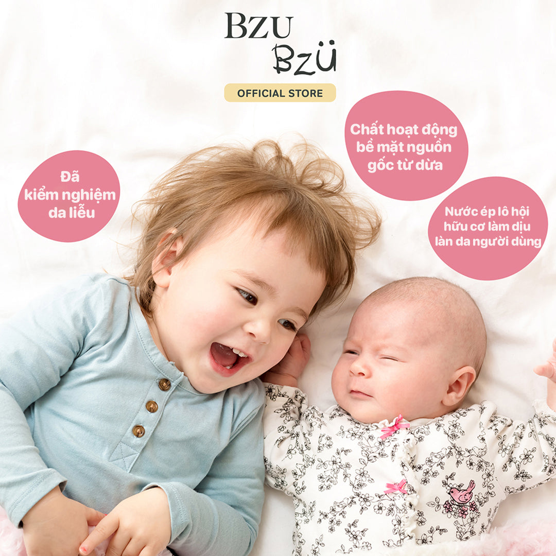 Nước Giặt Xả Quần Áo Em Bé BZU BZU Baby Laundry Detergent & Softener 2-in-1, 1L