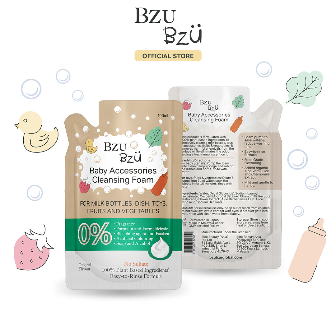 Nước Rửa Đồ Dùng Cho Bé (Tạo bọt - Không mùi) BZU BZU Baby Accessories Cleansing Foam, 400ml