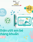 Khăn Ướt Diệt Khuẩn Cho Bé BZU BZU Baby Wipes, 80 tờ