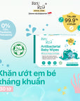 Khăn Ướt Diệt Khuẩn Cho Em Bé BZU BZU Baby Wipes, 30 tờ