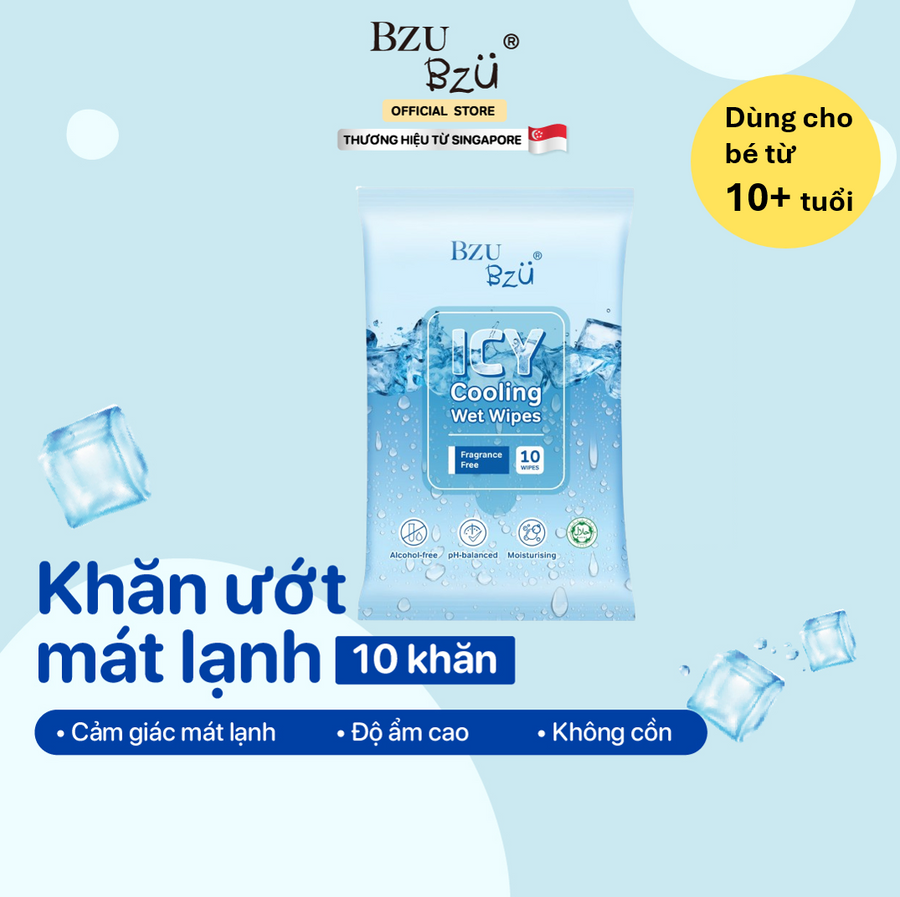 Khăn ướt mát lạnh BZU BZU ICY Cooling Wet Wipes 10 tờ