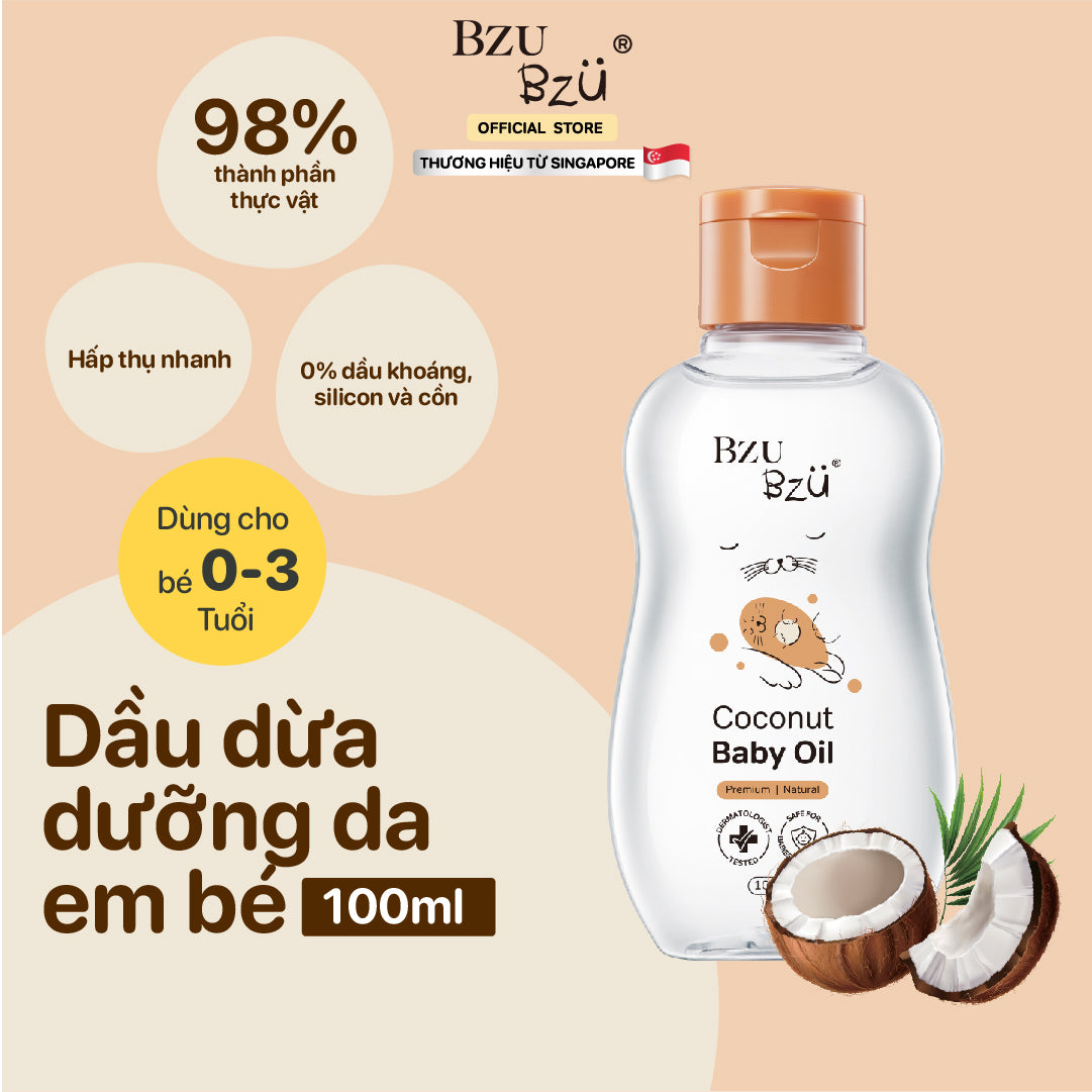 Dầu dừa mát xa em bé BZU BZU Coconut Baby Oil - 100ml