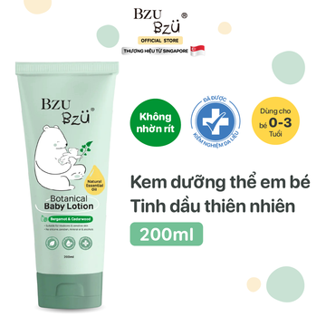 Kem Dưỡng Ẩm Cho Bé từ Tinh dầu thiên nhiên BZU BZU Botanical Baby Lotion 200ml