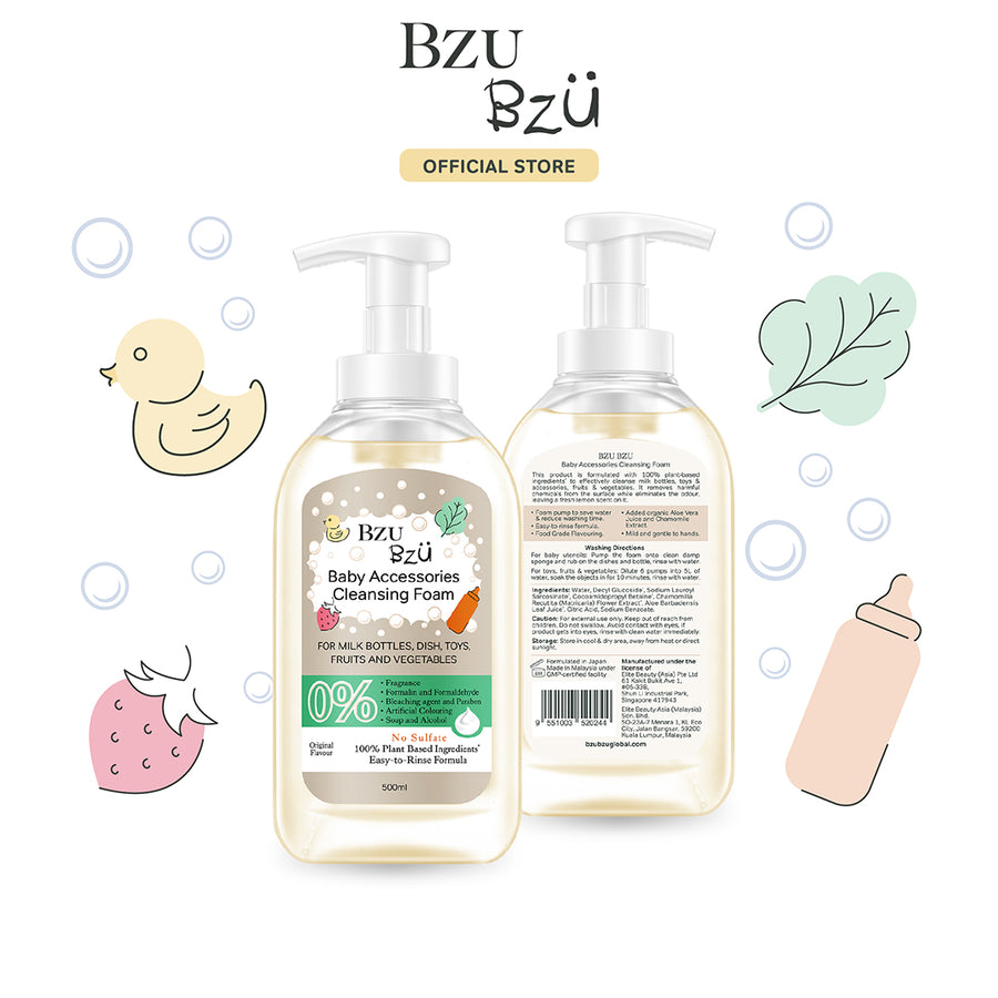 Nước Rửa Đồ Dùng Cho Bé (Tạo bọt - Không mùi) BZU BZU Baby Accessories Cleansing Foam, 500ml