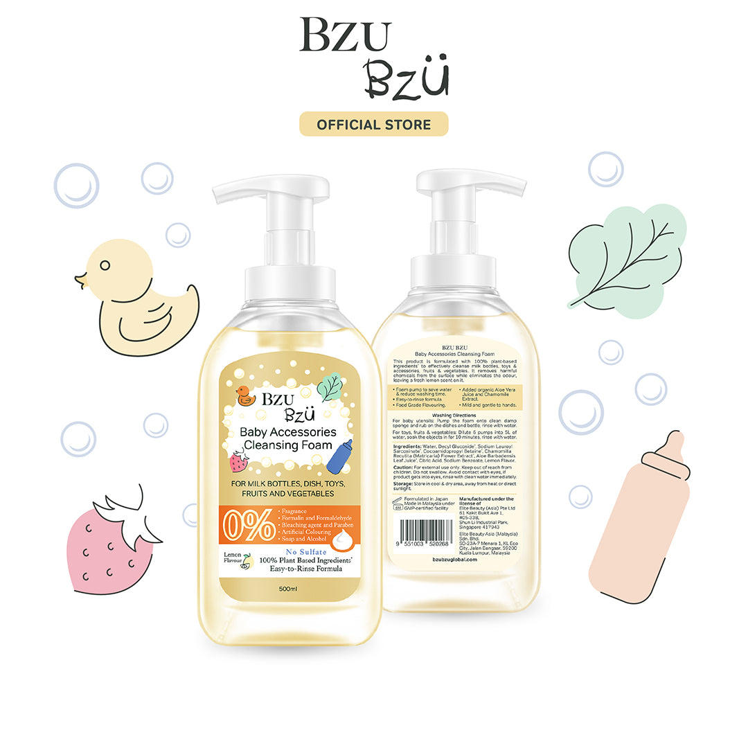 Nước Rửa Đồ Dùng Cho Bé (Tạo bọt - Hương chanh) BZU BZU Baby Accessories Cleansing Foam, 500ml