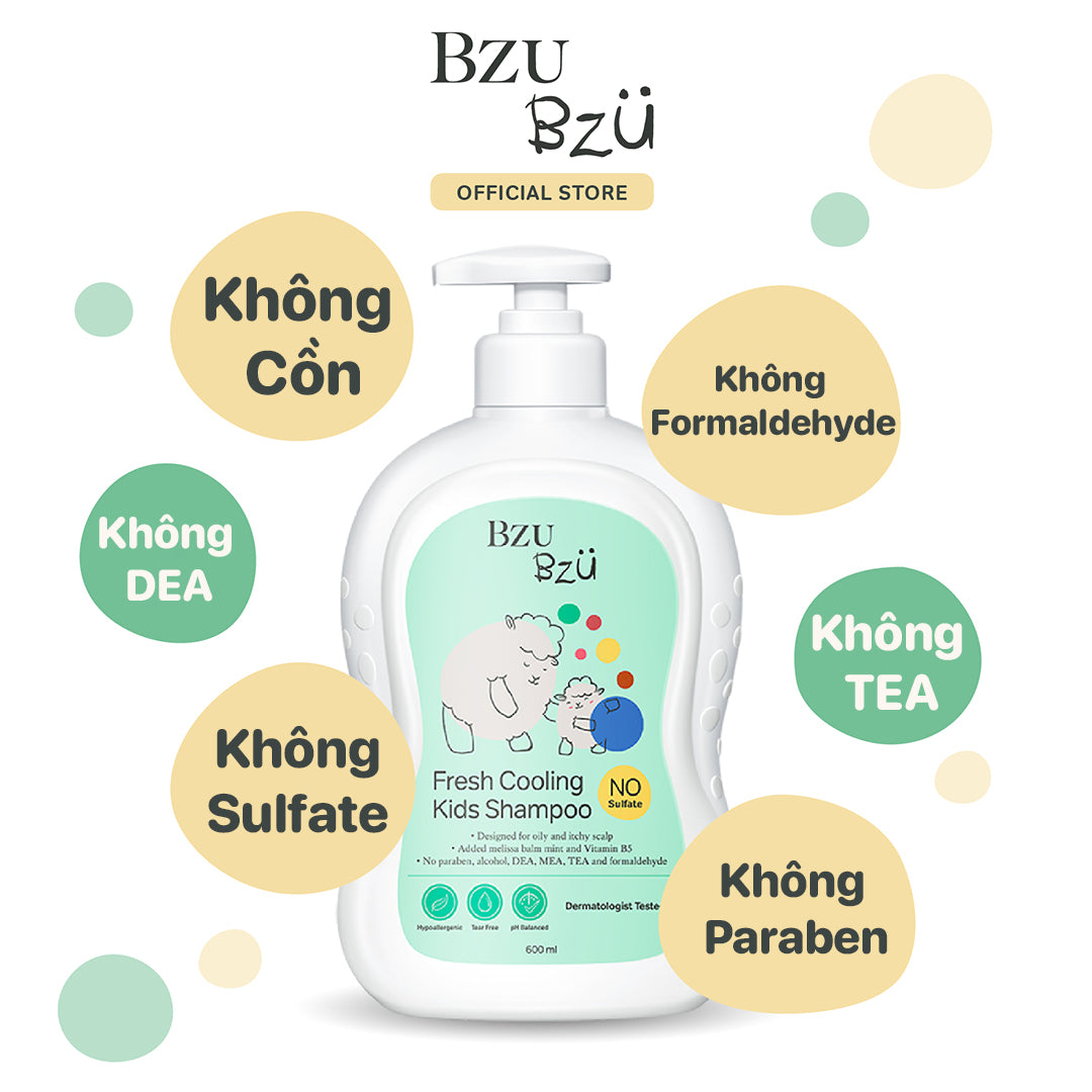 Dầu Gội Trẻ Em Mát Lạnh BZU BZU Fresh Cooling Kids Shampoo, 600ml