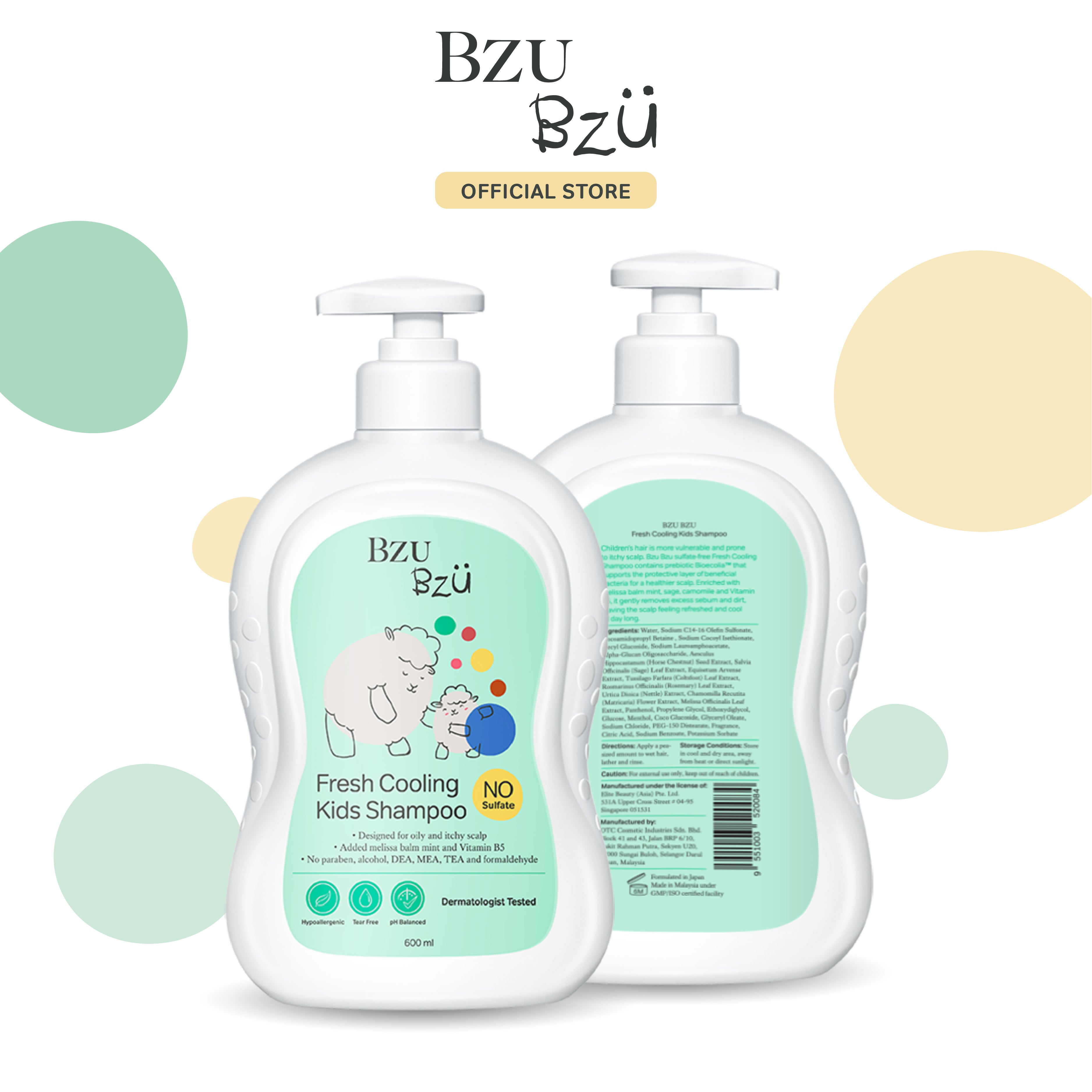 Dầu Gội Trẻ Em Mát Lạnh BZU BZU Fresh Cooling Kids Shampoo, 600ml