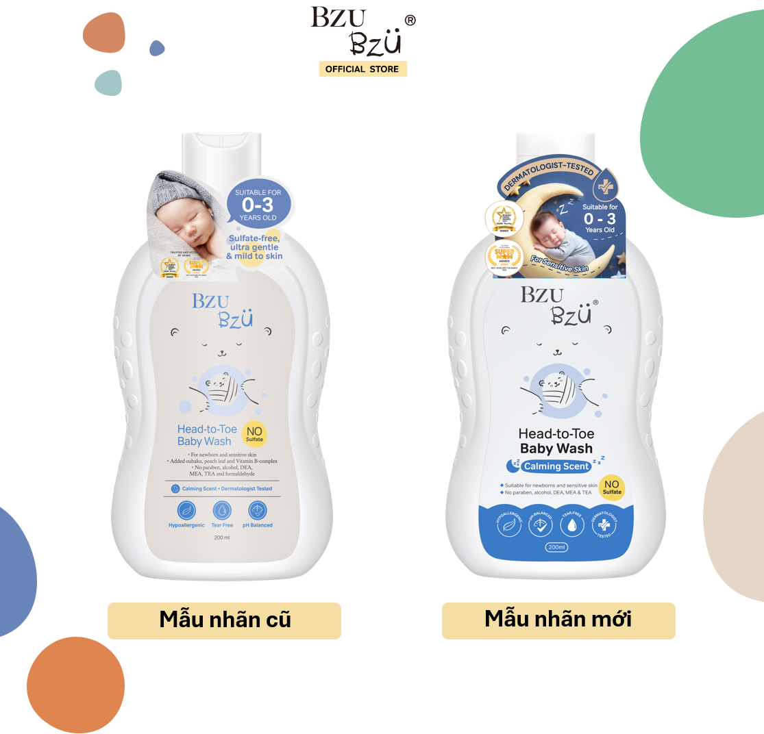 Sữa Tắm Gội Toàn Thân Cho Bé BZU BZU Head to Toe Baby Wash, 200ml
