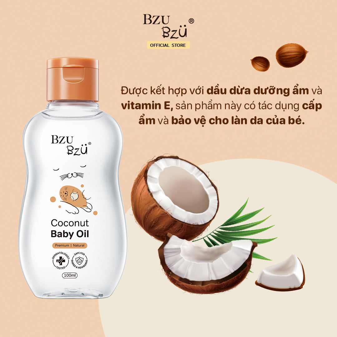 Dầu dừa mát xa em bé BZU BZU Coconut Baby Oil - 100ml