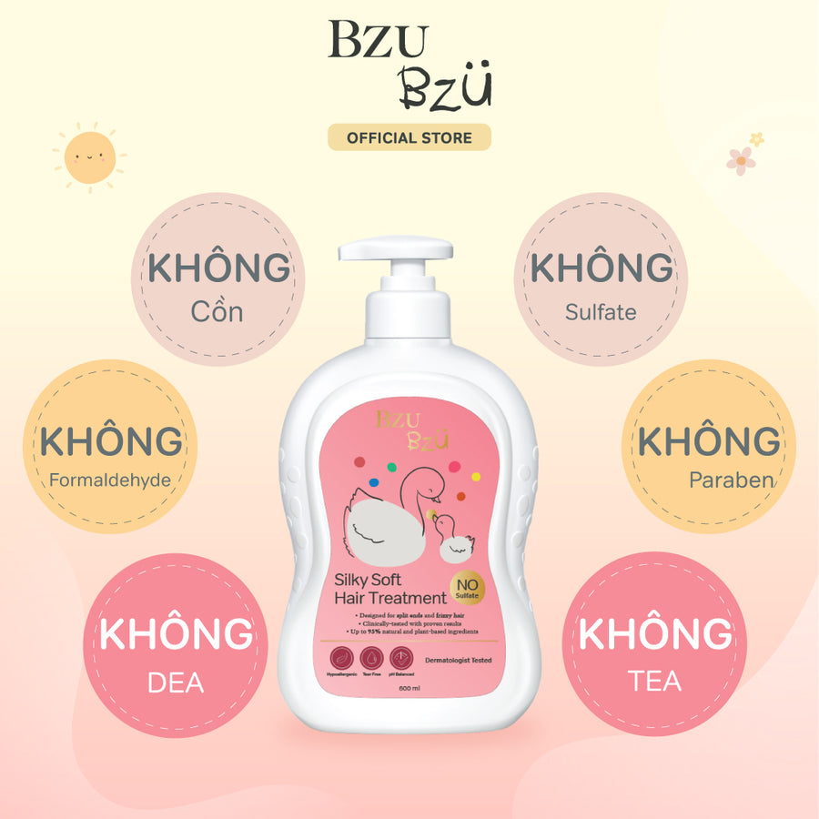 Kem Xả Dưỡng Tóc Mềm Mượt BZU BZU Silky Soft Kids Hair Treatment, 600ml