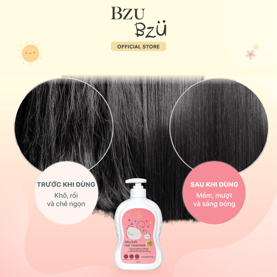 Kem Xả Dưỡng Tóc Mềm Mượt BZU BZU Silky Soft Kids Hair Treatment, 600ml