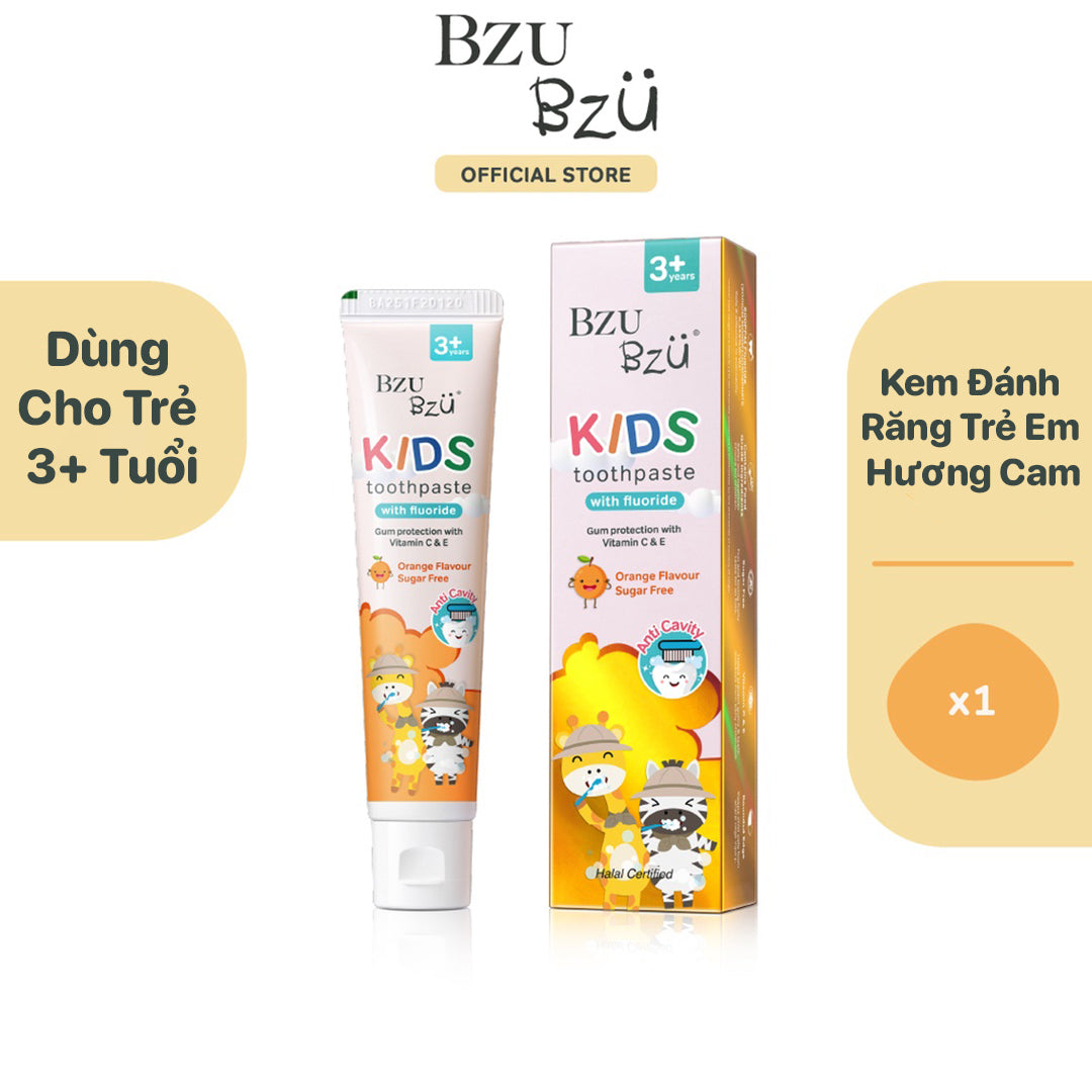 Kem Đánh Răng Trẻ Em Hương Cam BZU BZU Kids Toothpaste Orange Flavour (50g)