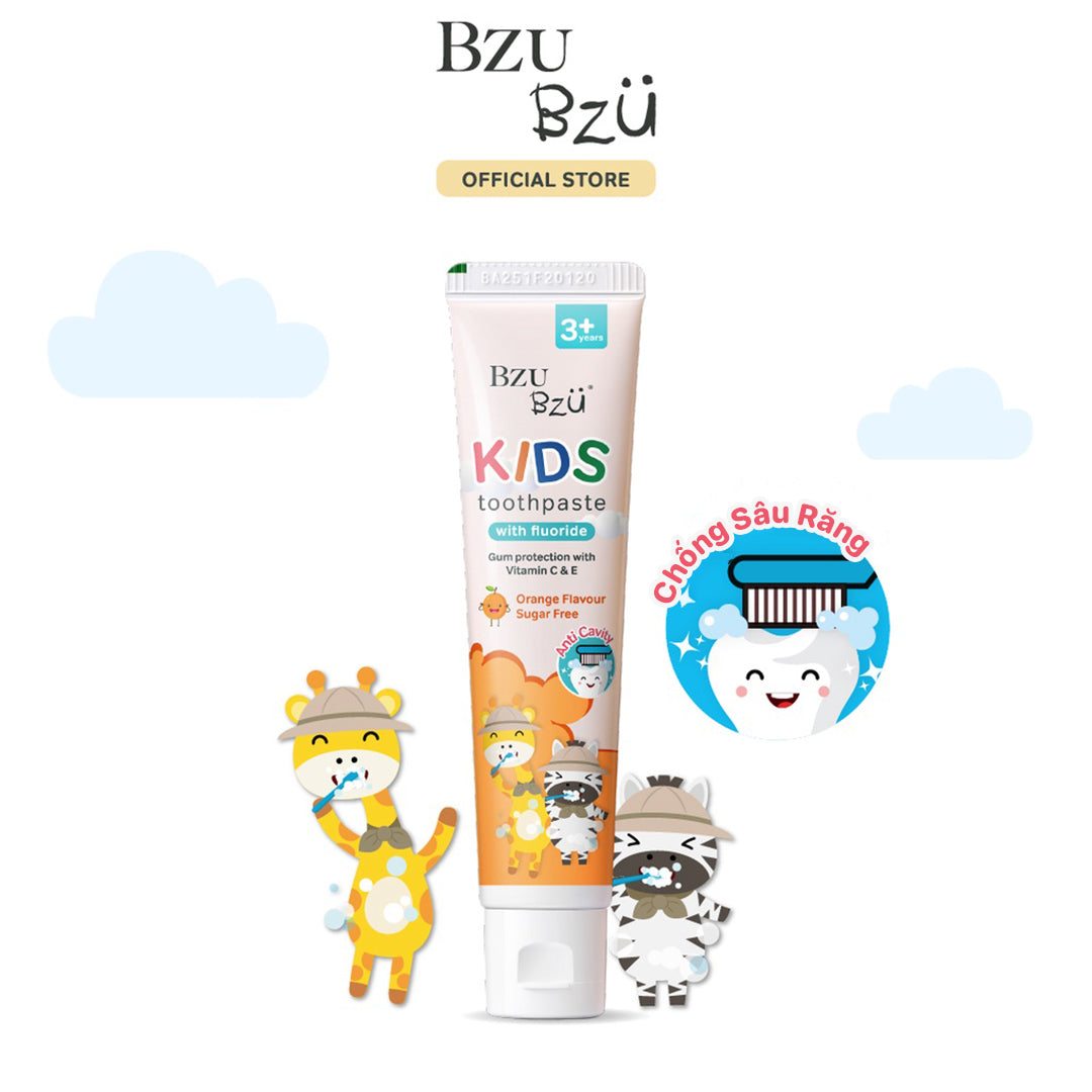 Kem Đánh Răng Trẻ Em Hương Cam BZU BZU Kids Toothpaste Orange Flavour (50g)