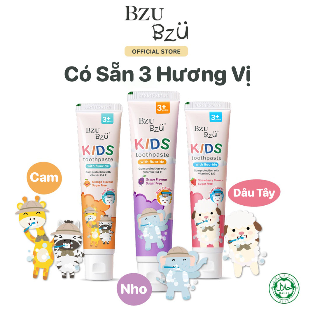 Kem Đánh Răng Trẻ Em Hương Cam BZU BZU Kids Toothpaste Orange Flavour (50g)