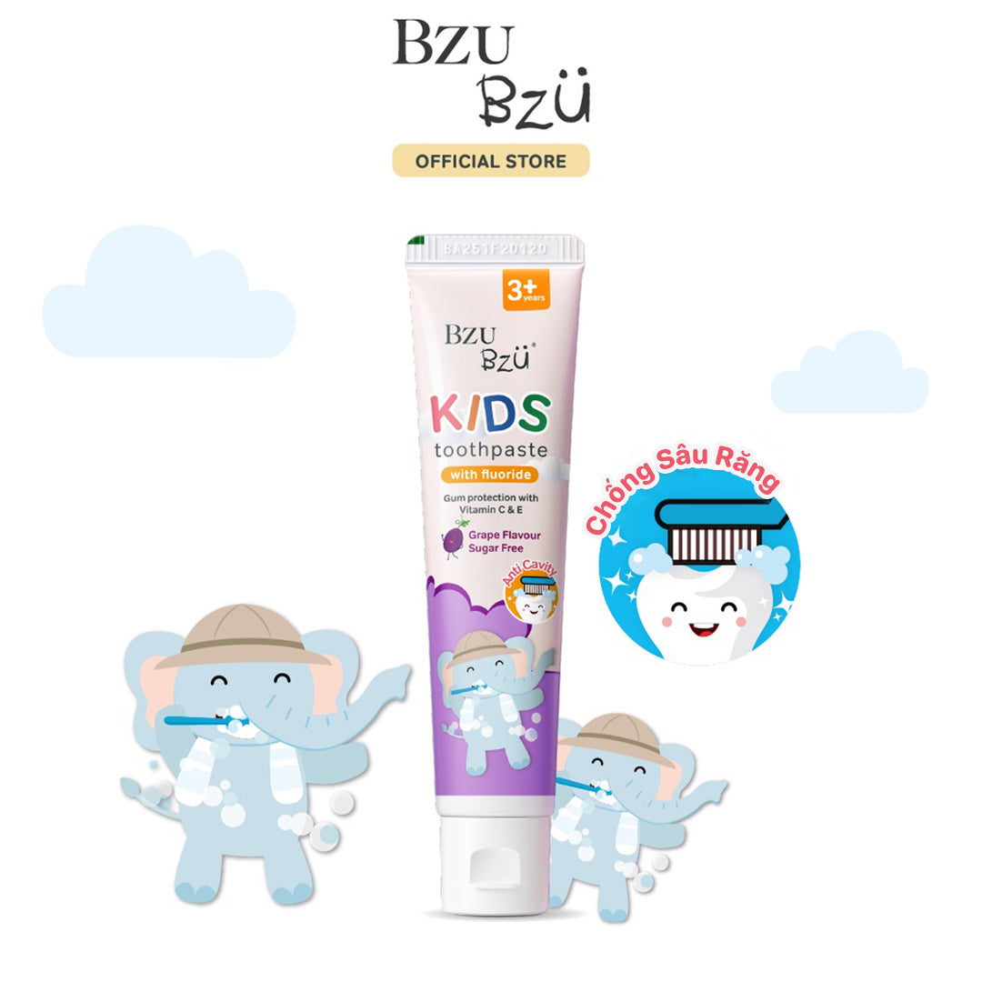Kem Đánh Trẻ Em Hương Nho BZU BZU Kids Toothpaste Grape Flavour (50g)