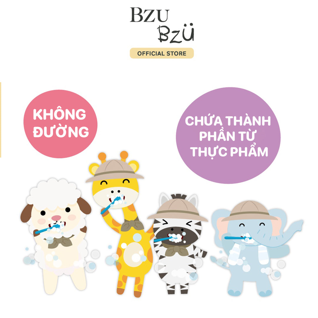 Kem Đánh Răng Trẻ Em Vị Dâu BZU BZU Kids Toothpaste Strawberry Flavour (50g)