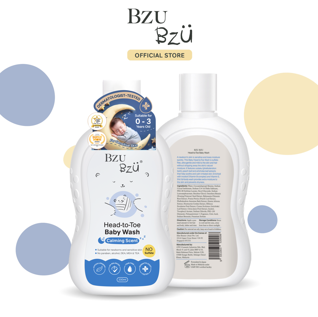 Sữa Tắm Gội Toàn Thân Cho Bé BZU BZU Head to Toe Baby Wash, 200ml