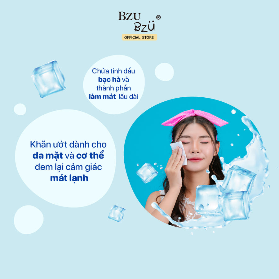 Khăn ướt mát lạnh BZU BZU ICY Cooling Wet Wipes 10 tờ