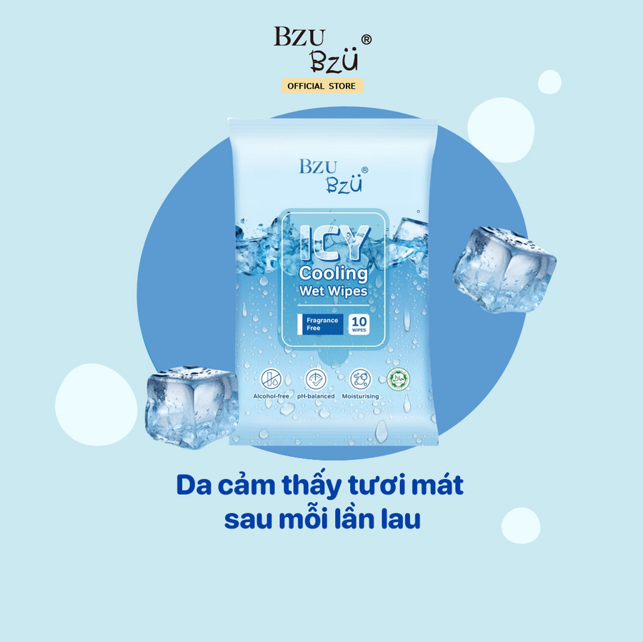 Khăn ướt mát lạnh BZU BZU ICY Cooling Wet Wipes 10 tờ