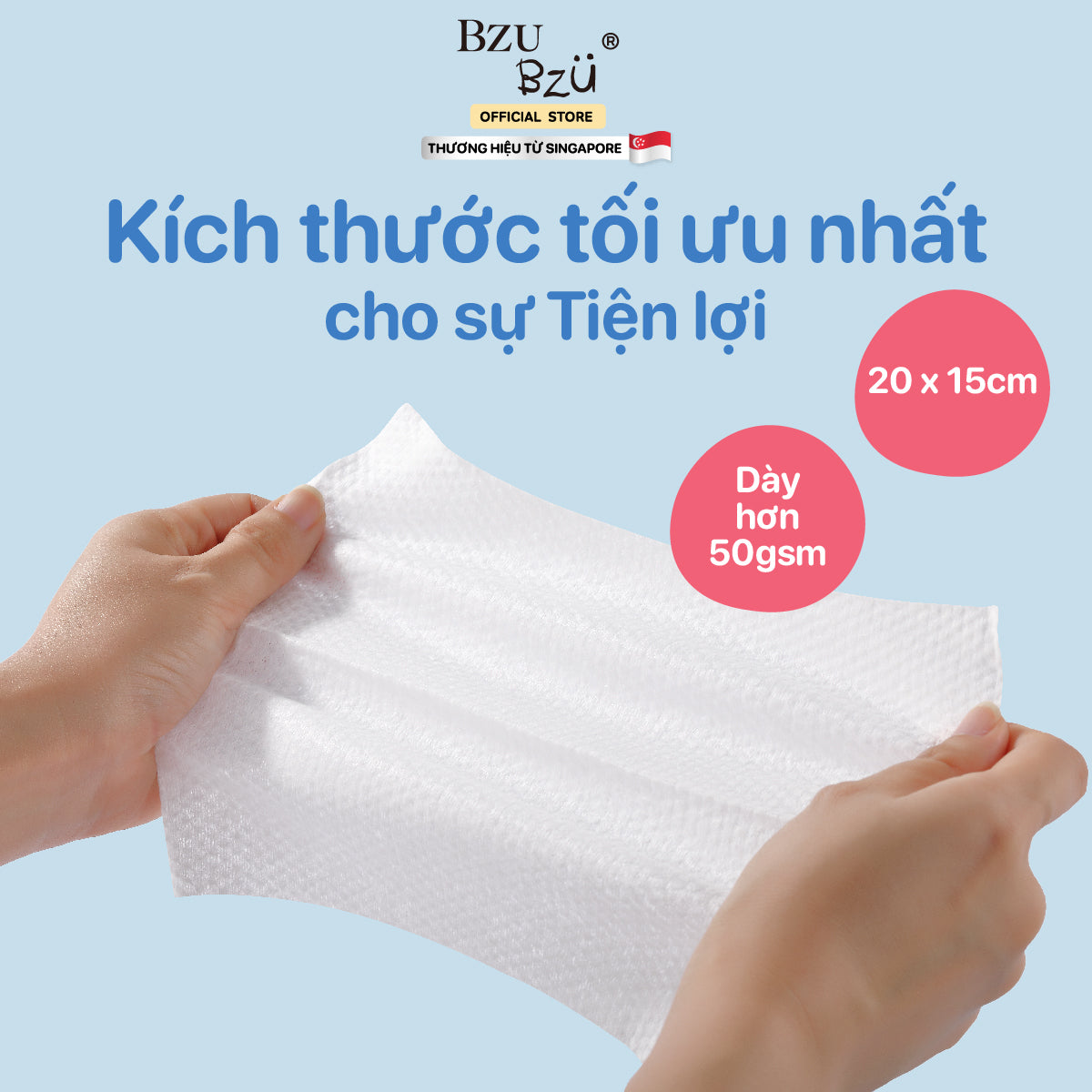 Khăn Ướt Dịu Nhẹ Em Bé BZU BZU Ultra Gentle Fragrance Free Baby Wet Wipes, 30 tờ