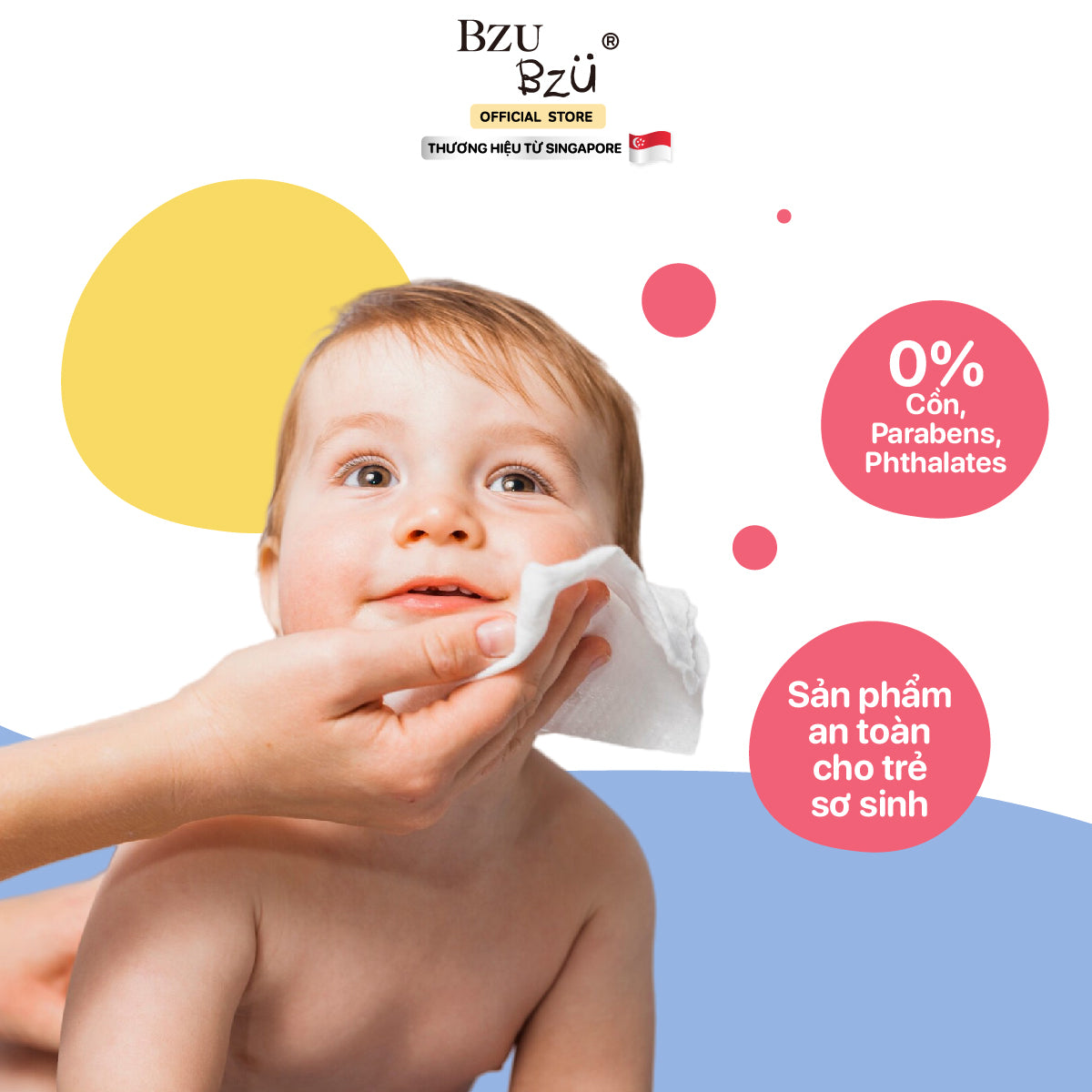 Khăn Ướt Dịu Nhẹ Em Bé BZU BZU Ultra Gentle Fragrance Free Baby Wet Wipes, 30 tờ