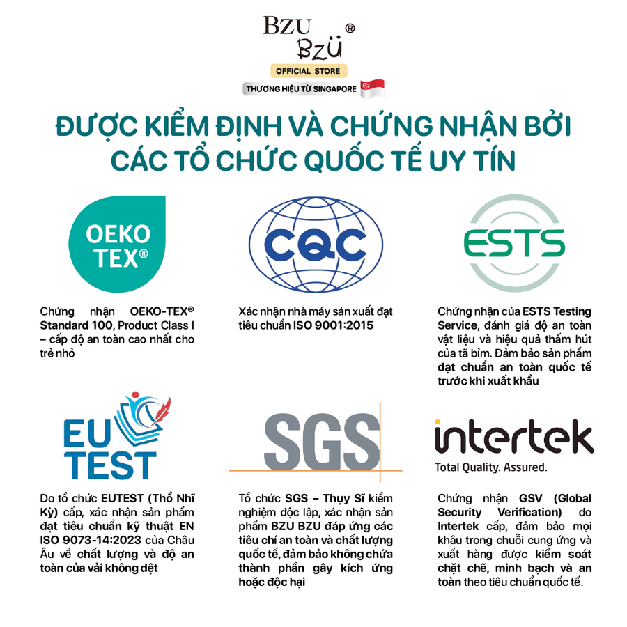 Tã quần dành cho bé sơ sinh BZUBZU VelvetBreeze - Chống tràn 14H - Khô thoáng - Size dưới 6Kg - 15Kg