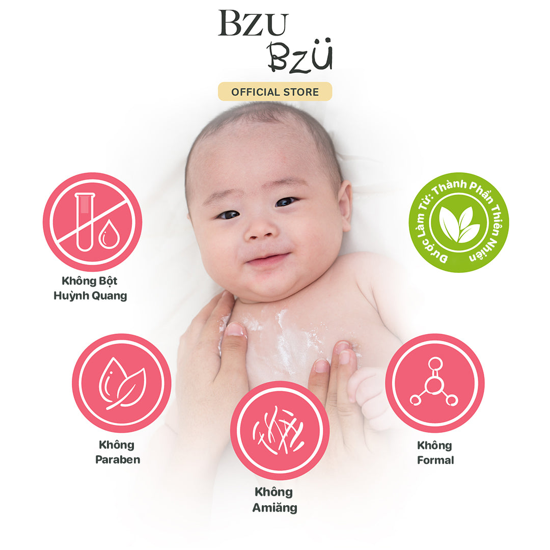 Phấn Rôm Tinh Bột Ngô BZU BZU Cooling Baby Powder, 140g