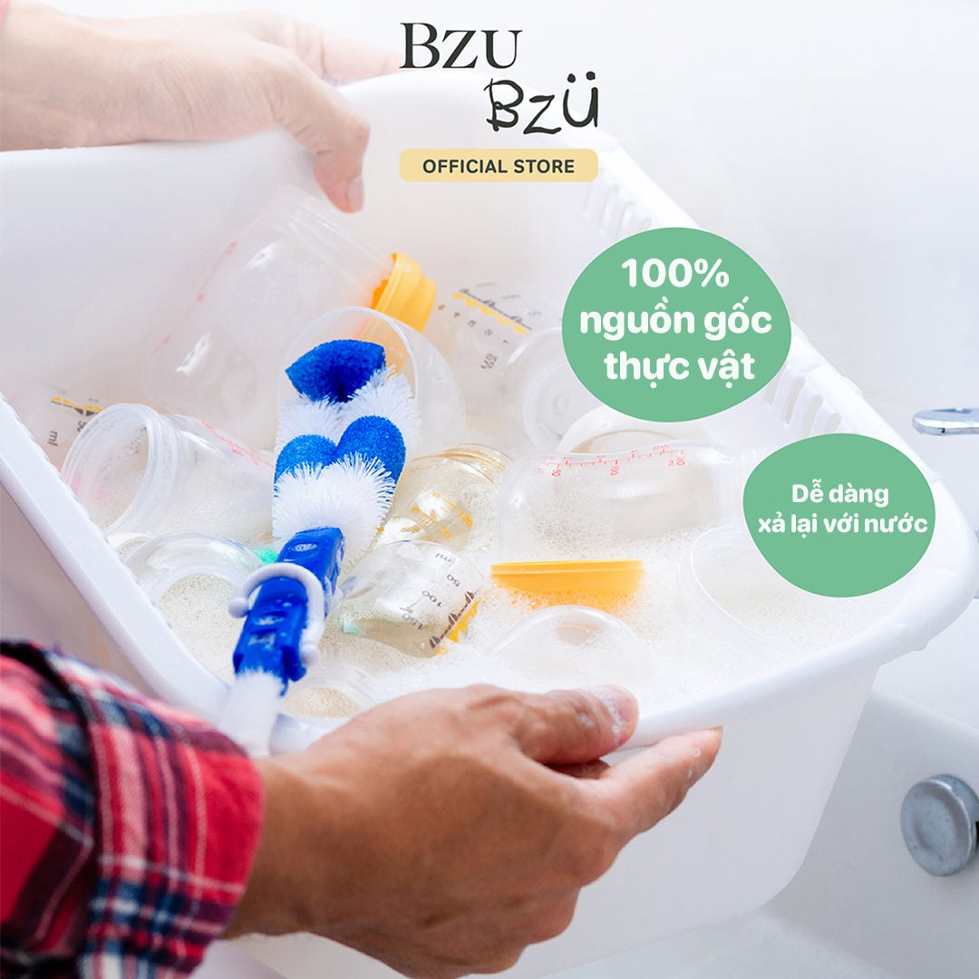 [PHIÊN BẢN MỚI] Nước Rửa Bình Sữa, Rau Củ Quả Và Đồ Dùng Em Bé Thuần Chay BZU BZU CleanHaven Tạo Bọt 500ml, Không Mùi
