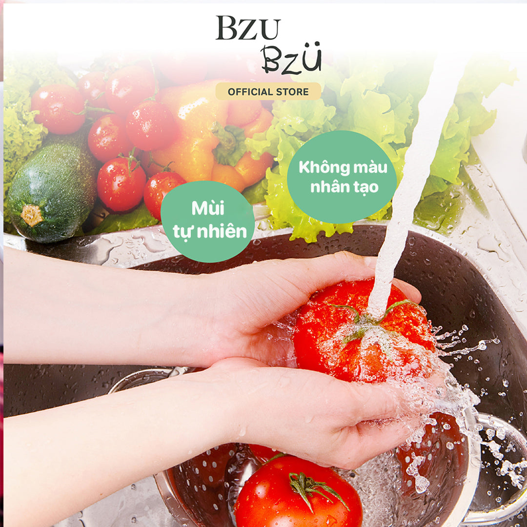 [PHIÊN BẢN MỚI] Nước Rửa Bình Sữa, Rau Củ Quả Và Đồ Dùng Em Bé Thuần Chay BZU BZU CleanHaven Tạo Bọt 500ml, Không Mùi