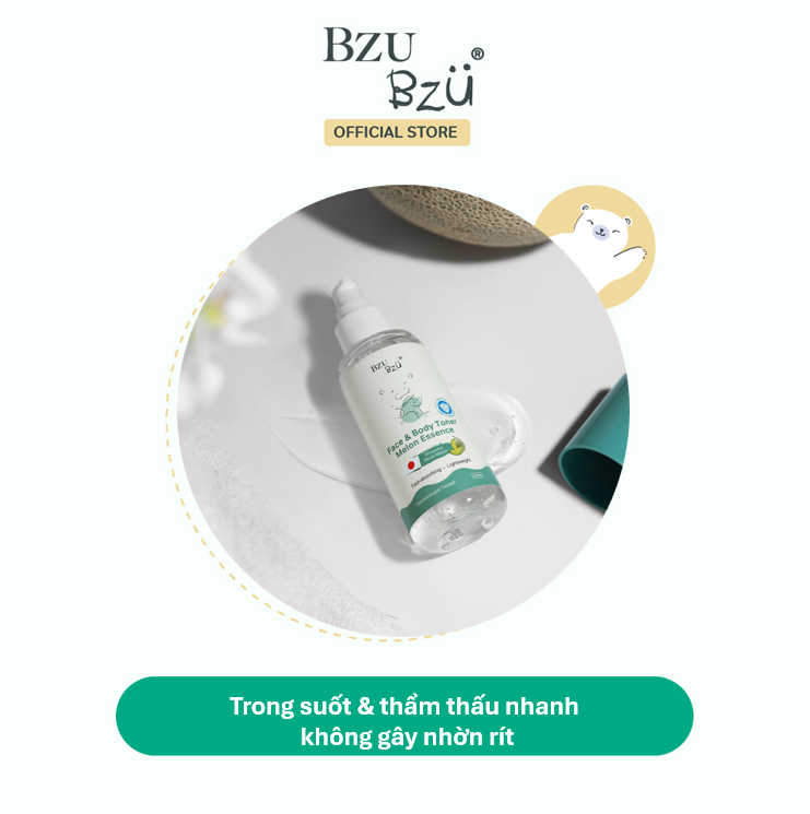 Toner Dưa Lưới Cho Mặt & Toàn Thân Em Bé Bzu Bzu Face & Body Toner Melon 120Ml