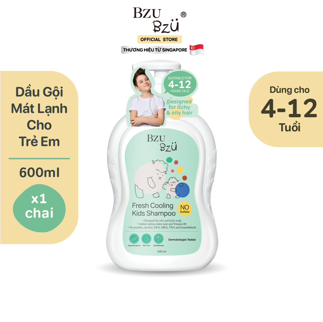 Dầu Gội Trẻ Em Mát Lạnh BZU BZU Fresh Cooling Kids Shampoo, 600ml