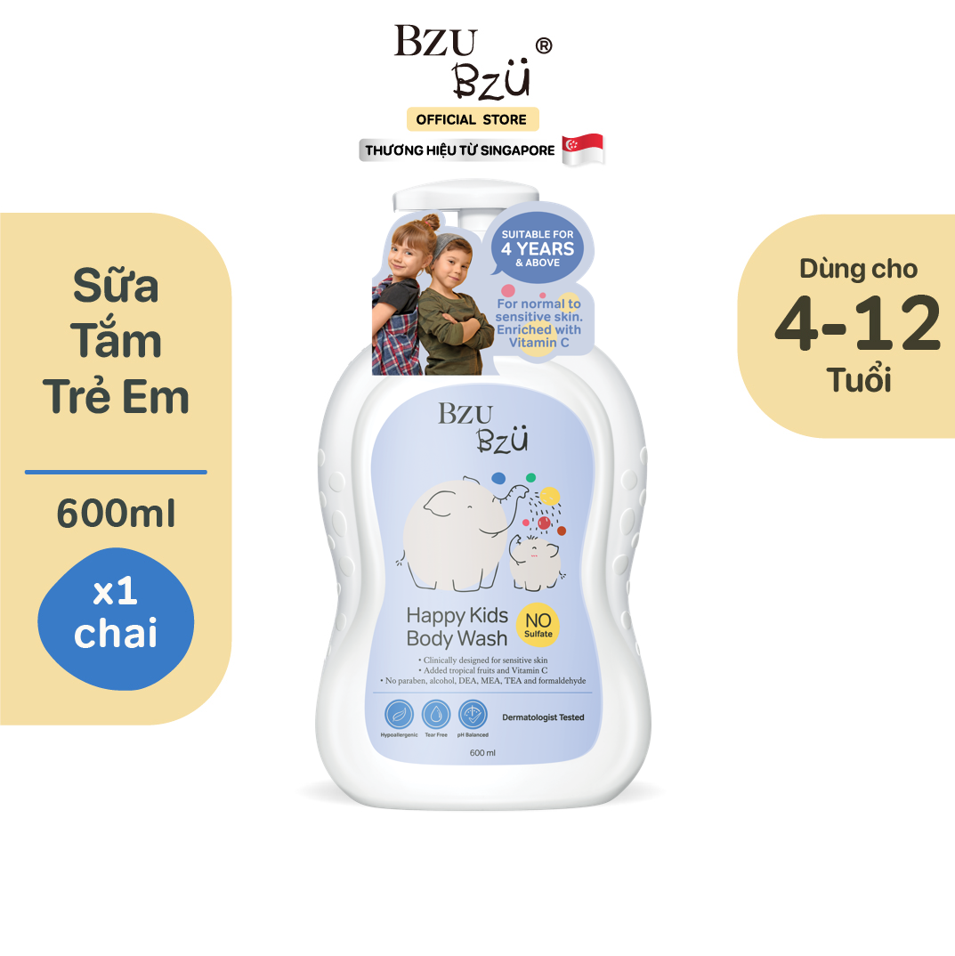 Sữa Tắm Trẻ Em BZU BZU Happy Kids Body Wash, 600ml