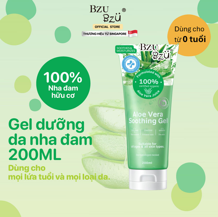 Gel Dưỡng Da Chiết Xuất Lô Hội (Nha Đam) Bzu Bzu Aloe Vera Gel 200ML