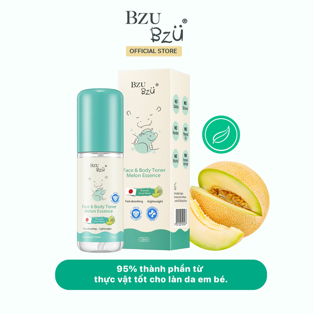 Toner Dưa Lưới Cho Mặt & Toàn Thân Em Bé Bzu Bzu Face & Body Toner Melon 120Ml