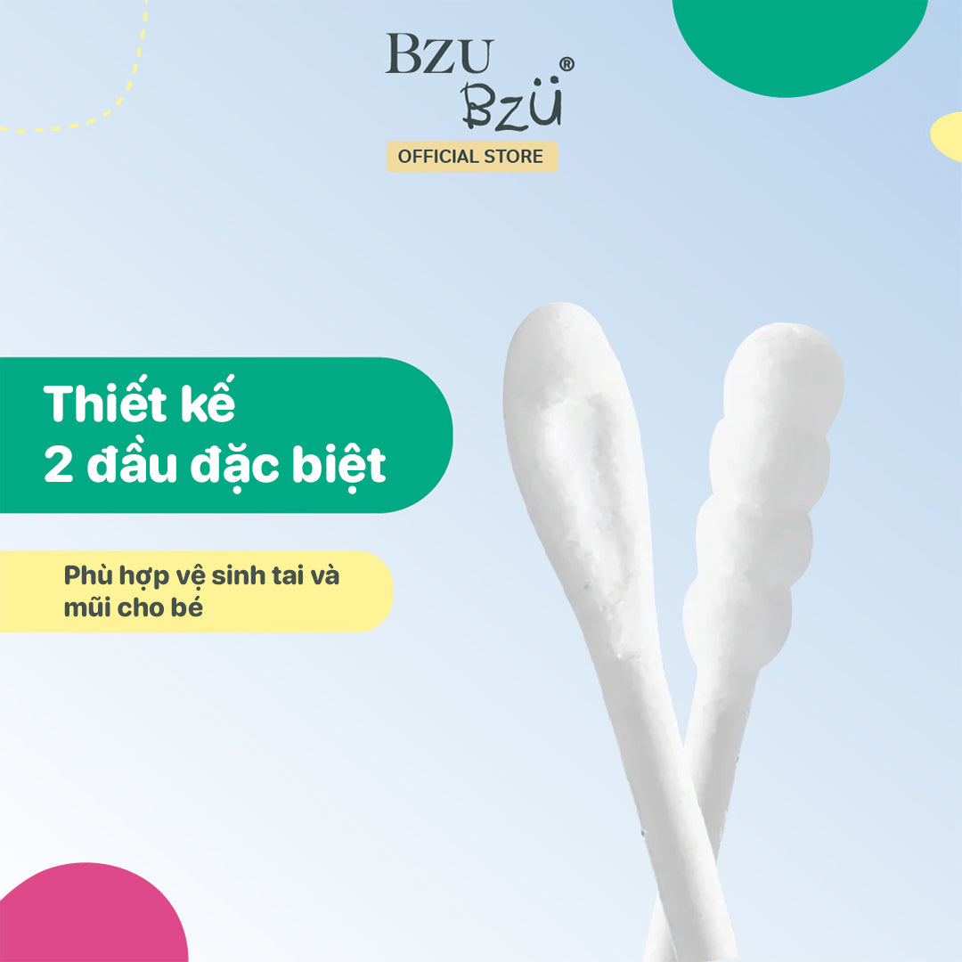 Tăm bông cotton em bé Bzu Bzu Cotton Buds 200pcs