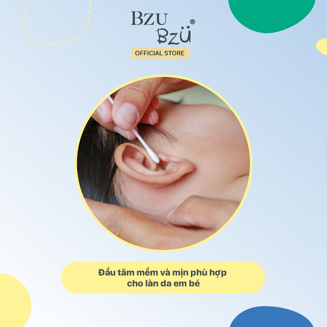 Tăm bông cotton em bé Bzu Bzu Cotton Buds 200pcs