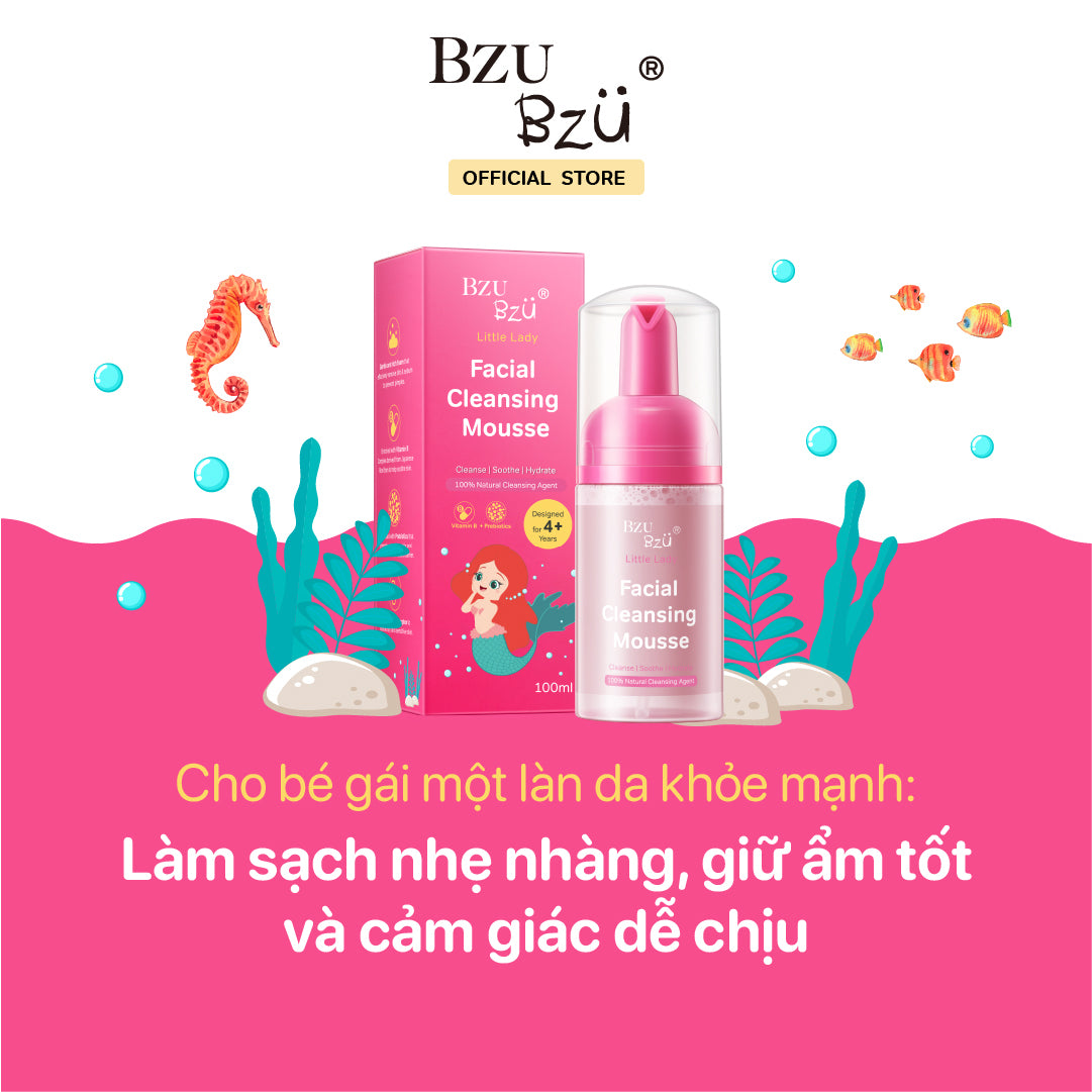 Sữa Rửa Mặt Tạo Bọt Cho Bé Gái Bzu Bzu Little Lady Facial Cleansing Mousse - 100ml