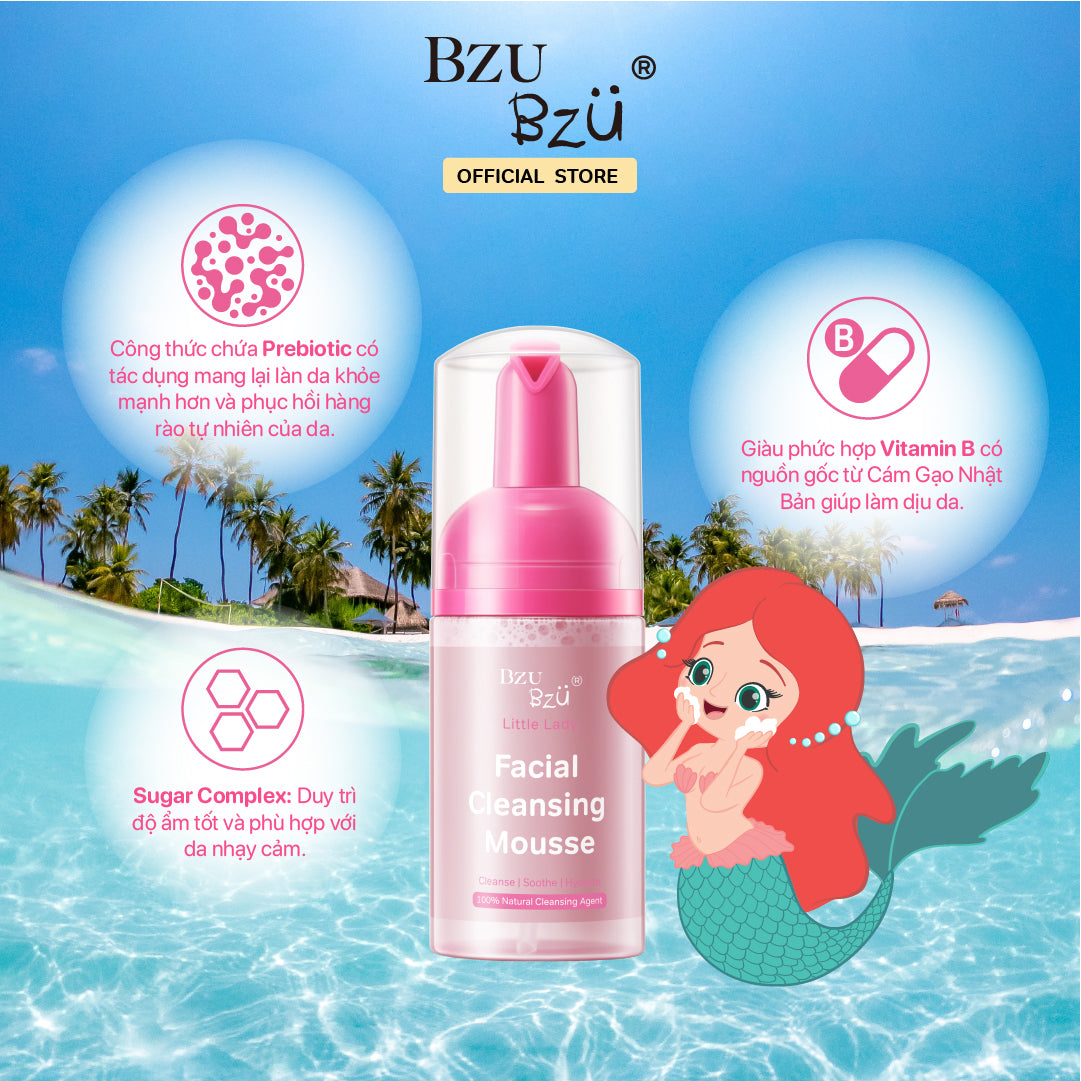 Sữa Rửa Mặt Tạo Bọt Cho Bé Gái Bzu Bzu Little Lady Facial Cleansing Mousse - 100ml