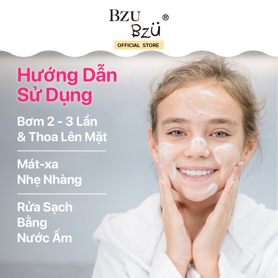 Sữa Rửa Mặt Tạo Bọt Cho Bé Gái Bzu Bzu Little Lady Facial Cleansing Mousse - 100ml