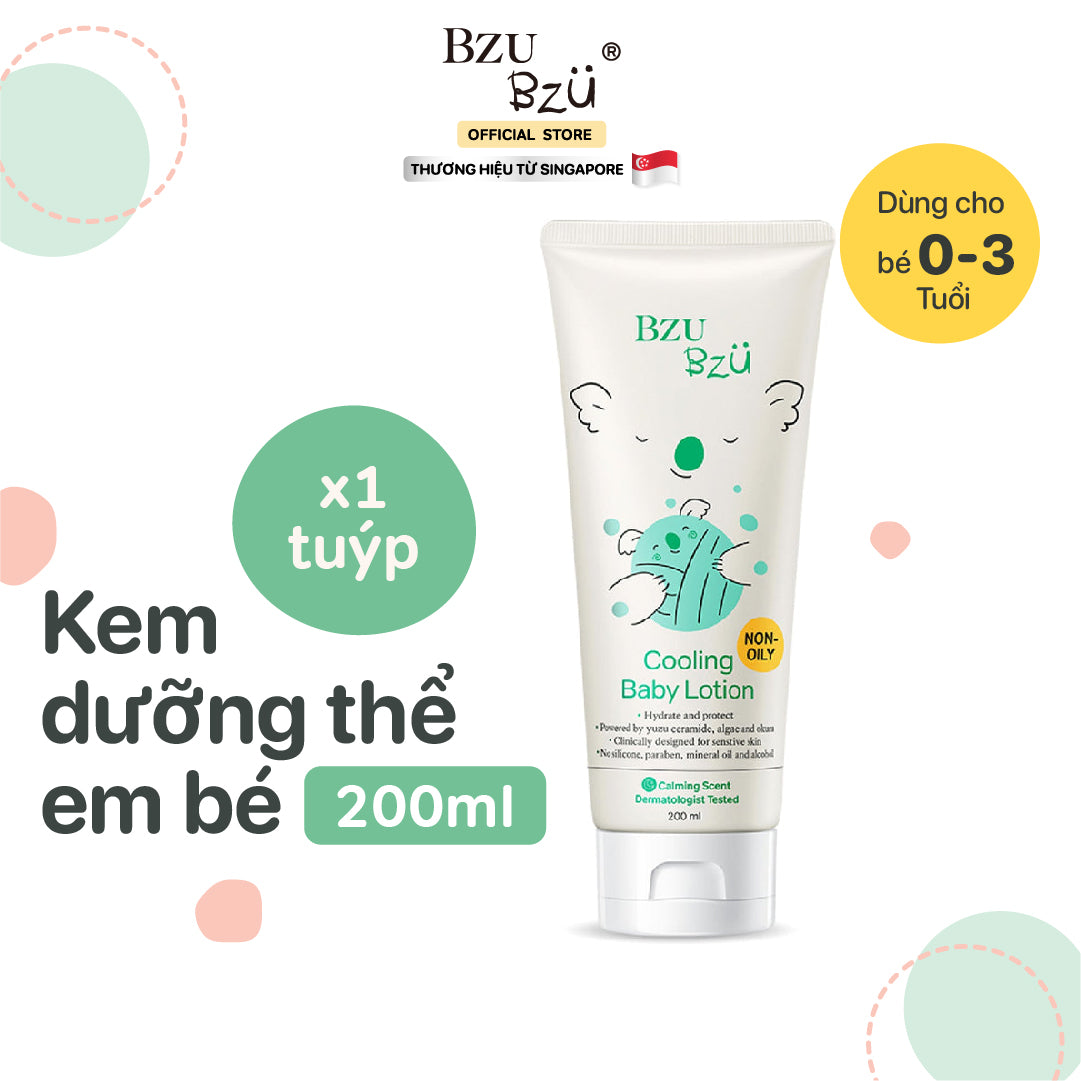Kem dưỡng thể em bé mát dịu BZU BZU Cooling Baby Lotion, 200ml