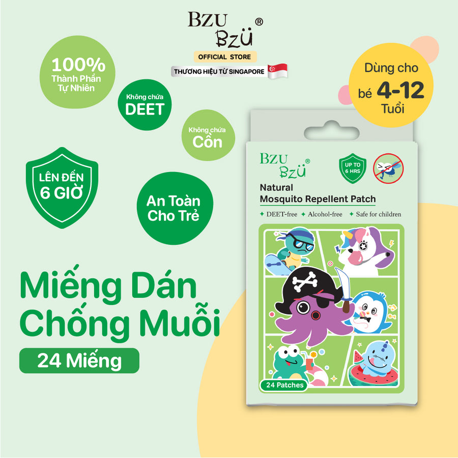 Miếng dán chống muỗi Bzu Bzu Mosquito Repellent Patch 24pcs