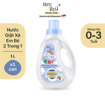 Nước Giặt Xả Quần Áo Em Bé BZU BZU Baby Laundry Detergent & Softener 2-in-1, 1L