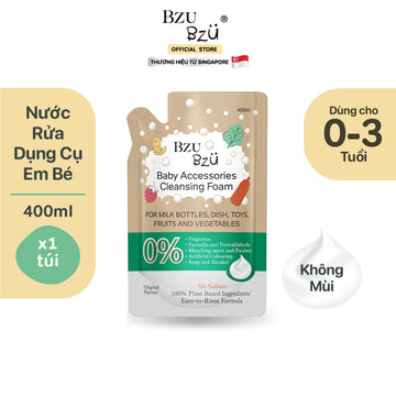 Nước Rửa Đồ Dùng Cho Bé (Tạo bọt - Không mùi) BZU BZU Baby Accessories Cleansing Foam, 400ml